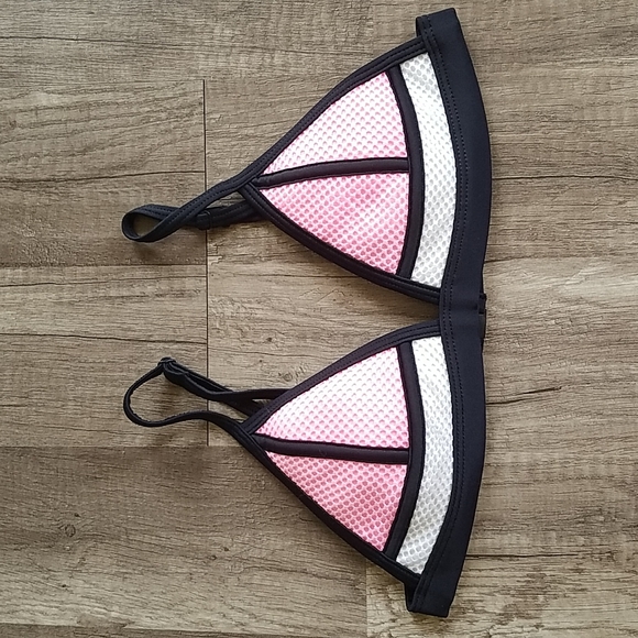 Triangl Swimwear Pink Color Block Neoprene Swim Top XS - Picture 2 of 7